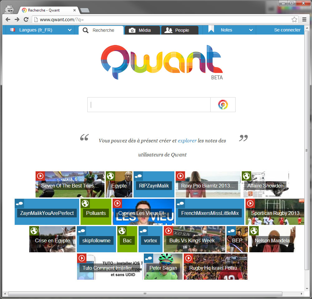 Qwant main page