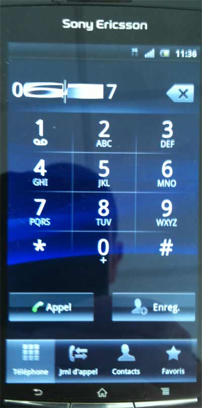 Sony Ericsson Xperia Arc : écriture de SMS étape de modification du numéro de téléphone